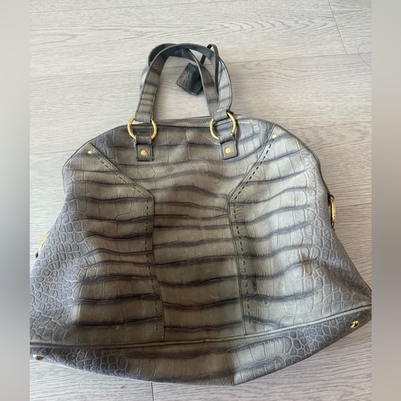 YSL Muse Embrossed Croc Suede With Leather Large Handbag - Picture 3 of 12